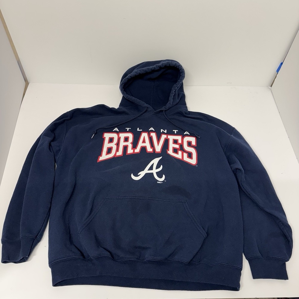 Atlanta Braves Hoodie Men's XL Navy Blue MLB Pullover Sweatshirt